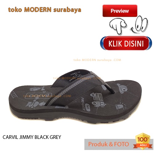 Sandal anak casual sandal jepit spons CARVIL JIMMY BLACK GREY