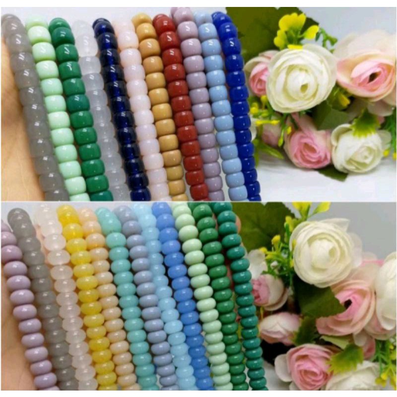 Manik Tube Beads 8 mm Batu Gepeng Bahan Strap Manik Tube Beads 6 mm Manik Akrilik Manik Batu Tabung 