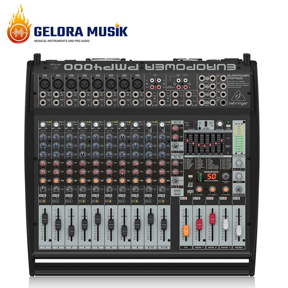 Behringer PMP4000 16-Channel Powered Mixer Audio Hitam