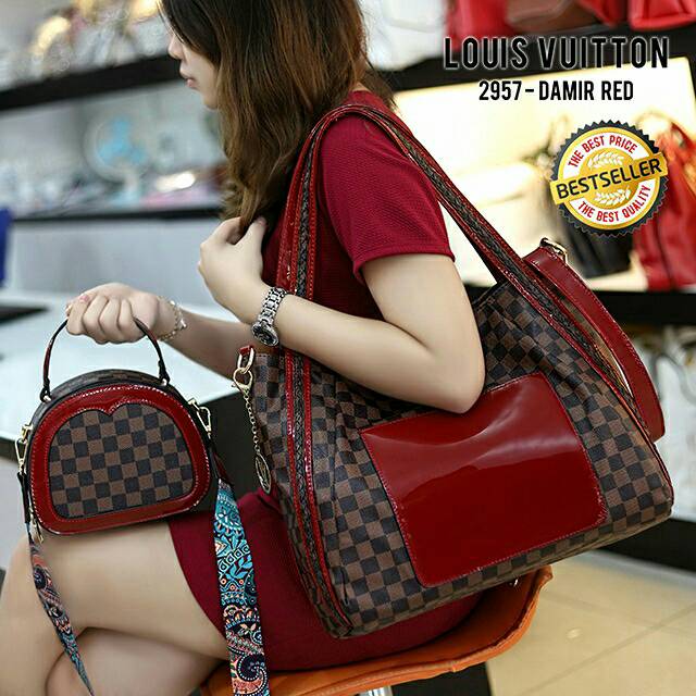 LOUIS VUITTON Shopping Bag Set Handbag Tas Wanita Impor Murah Grosir Tas Batam Branded Bahan Kulit