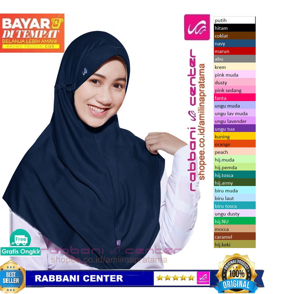 Rabbani - Kerudung Sekolah Instan Innova LX S navy [biru dongker]