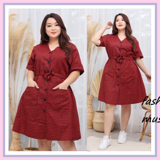 Dress Jumbo / Dress Big Size / Merry - Bk/ Big Body/ Xxxl/Busui/ Baju Wanita Gemuk Besar Bumil Esmel