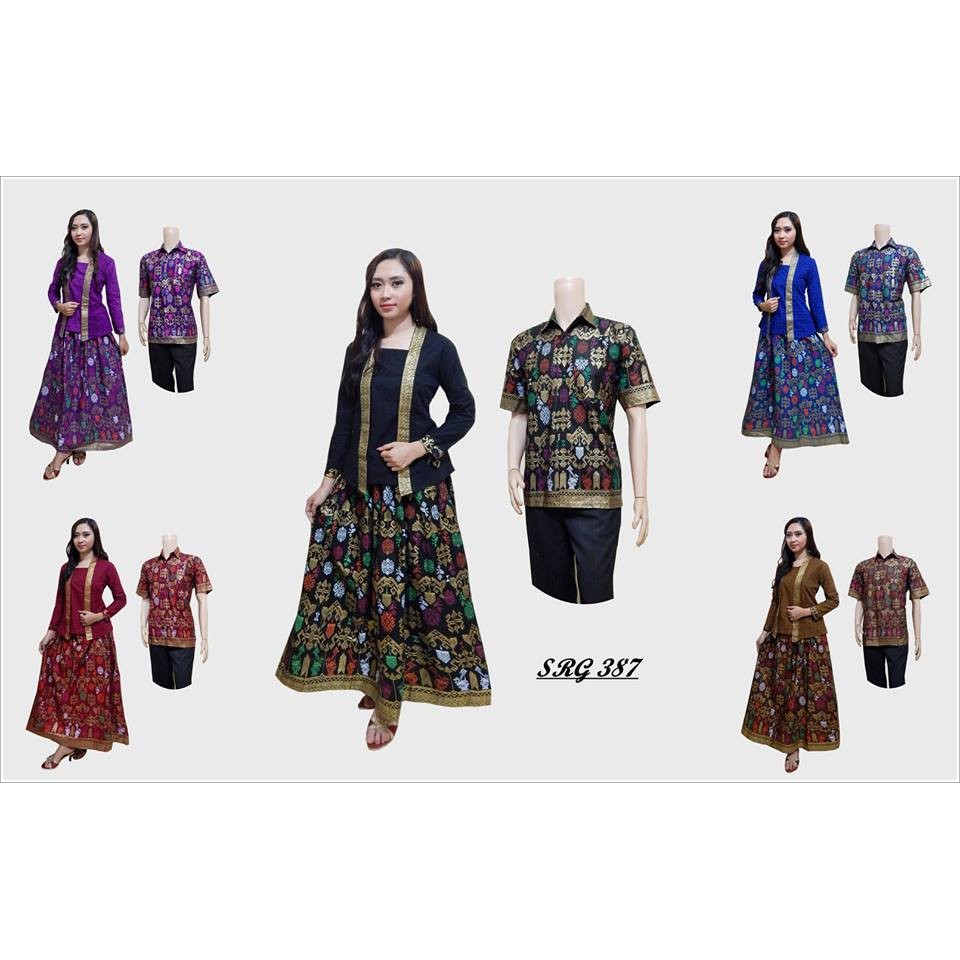 SRG 387 Baju kebaya kutu baru Batik couple setelan blus rok klok prada modern baju kekinian pasangan