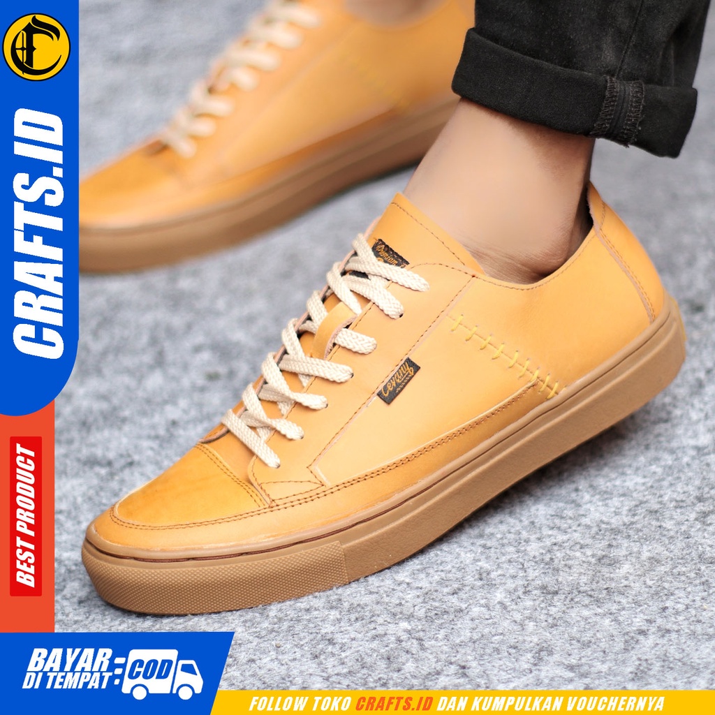 Sepatu Sneakers Pria Sepatu Casual Pria Kulit Asli Sepatu Kerja Kuliah Kondangan Sepatu Hitam Pria CRAFT DANTEZ