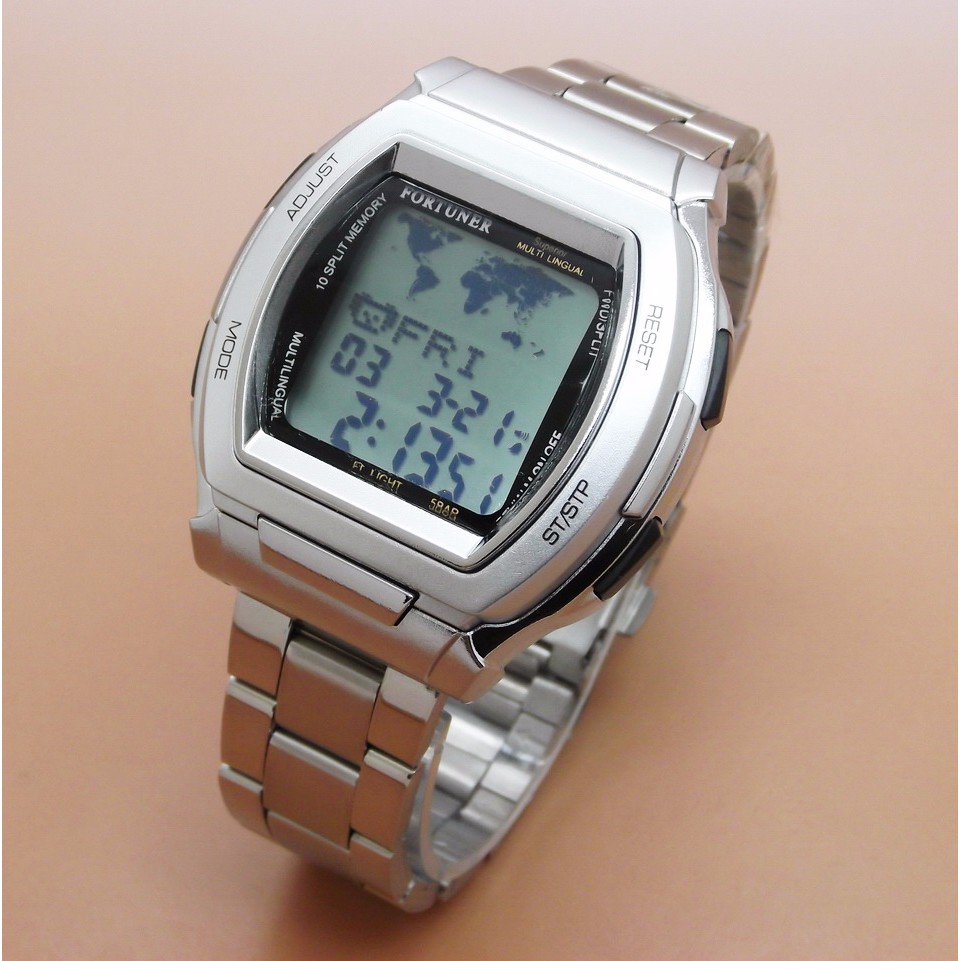 Fortuner Pria: Jam Tangan Pria / Cowok Fortuner Dual Time FR2008 Rantai Silver B_SWH