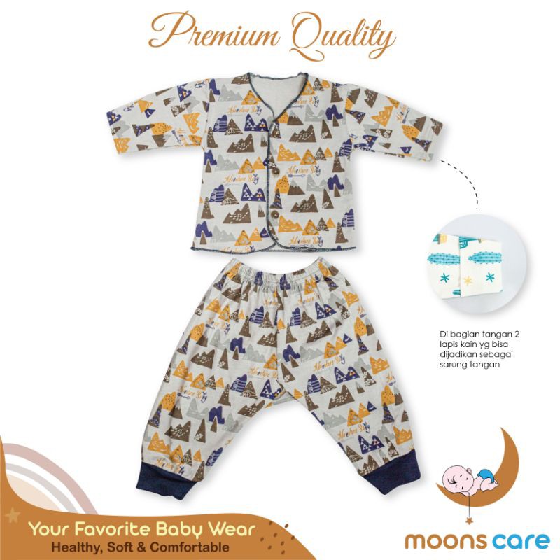 MOONS Stelan Panjang Newbron Buka Kaki Stelan Baru Lahir Baju Bayi Stelan MOONS