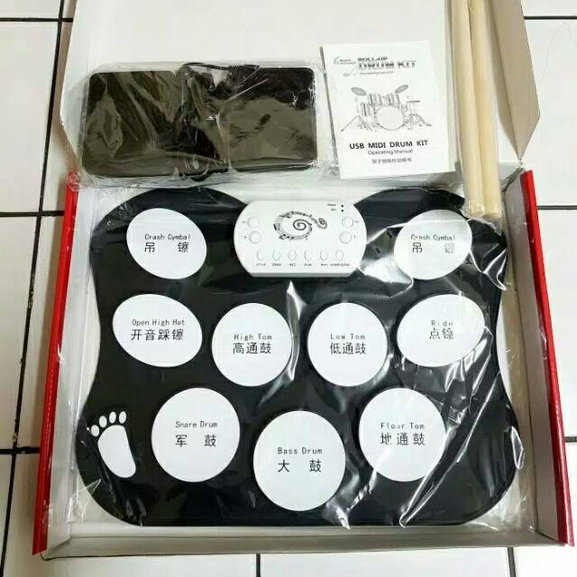 Roll Up DrumKit Portable 9 Pad Alat Musik Pemukul Drum Permainan Mainan elektrik Elektronik Listrik