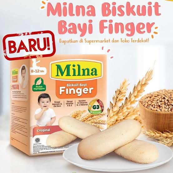 Milna Biskuit Bayi Finger 52 gram / Snack Baby Finger Biscuit 52 g / MPASI Cemilan Bayi 8 - 12 bulan