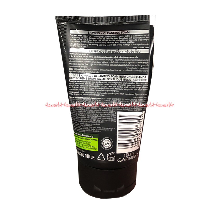 Garnier Men 100gr Powerwhite Brightening Foam 2In1 Sabun Muka Pria Cowok