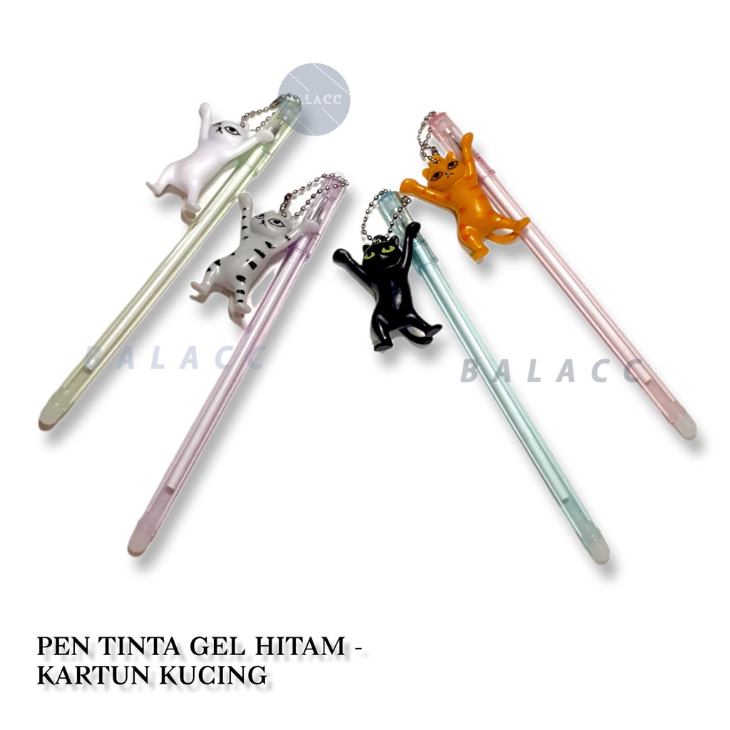 Pen Tinta Hitam / Pen Gel Hitam / Pen Kartun Kucing Murah Lucu / Pulpen Warna Hitam