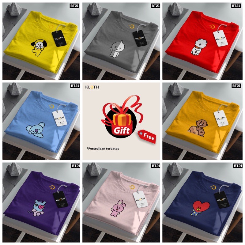 [SALE] Kaos BT21 Cotton Combed 24s Premium Unisex All Characters Dewasa dan Anak