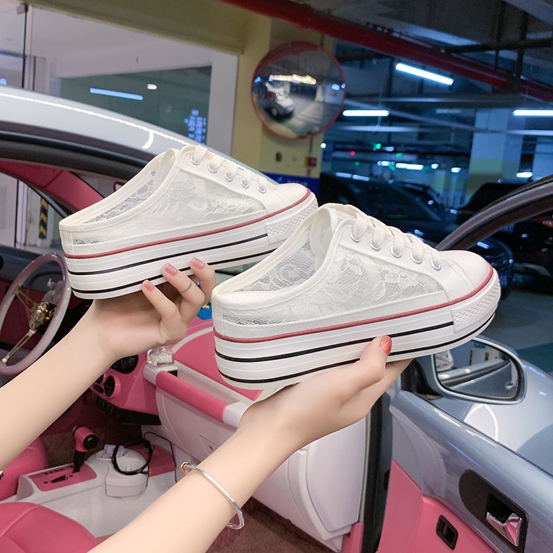 SN8530 Sepatu wedges half sneakers