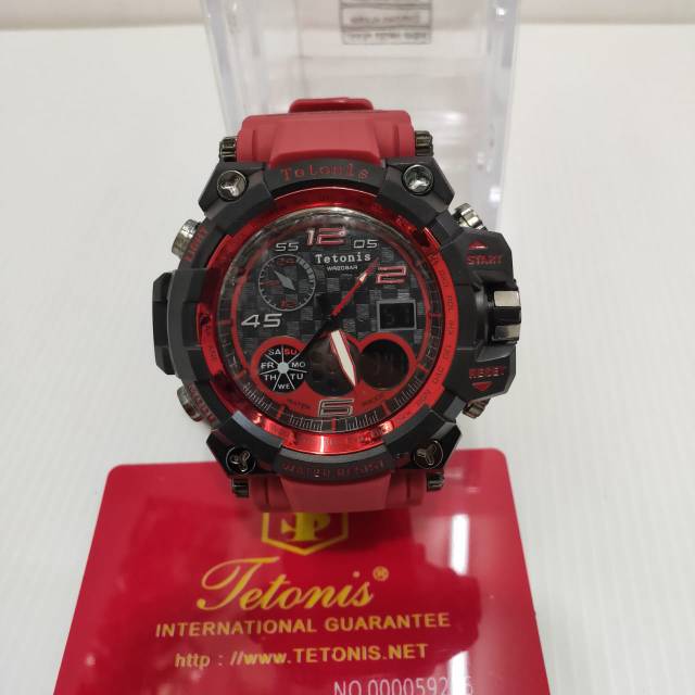 Jam Tangan Pria Tetonis Double Time Tali Rubber Waterproof