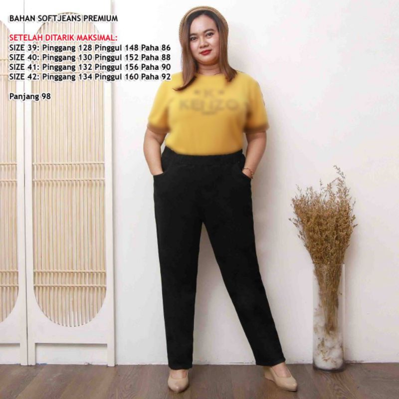 M47 1H BIG PANTS BASIC SIZE 42 41 40 39 CELANA PANJANG POLOS JUMBO BIGSIZE TROUSERS PINGGANG KARET C