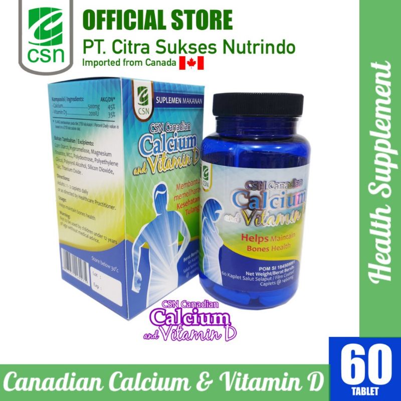 CSN Canadian Calcium and Vitamin D3 @60Tablet Suplemen Kesehatan