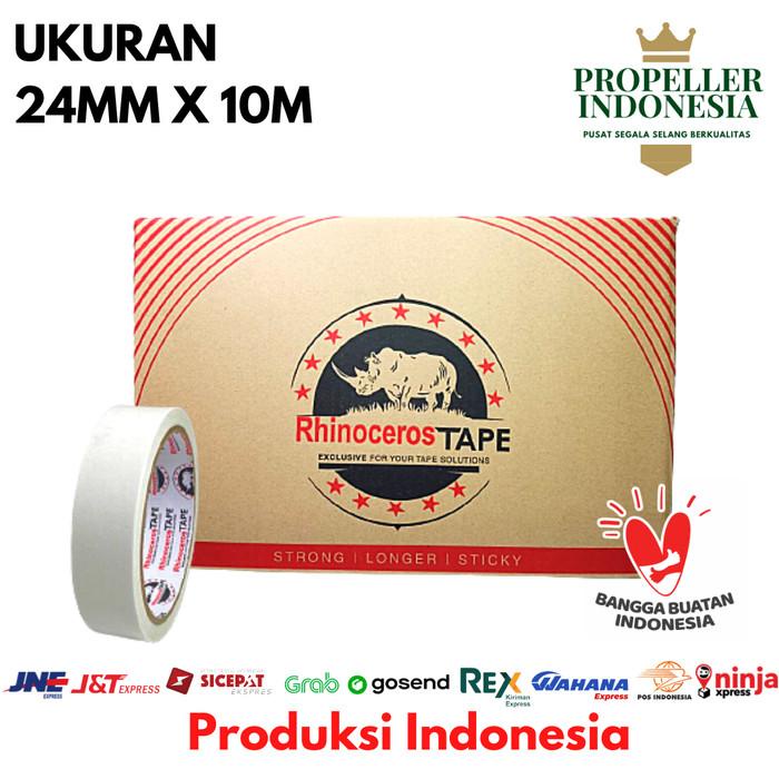 

Double Tape Putih RHINOCEROS Tape 24mm x 10m @144Pcs/Dus Berkualitas