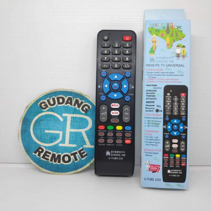 Remot remot TV LCD LED multi universal chunghe U tube 230