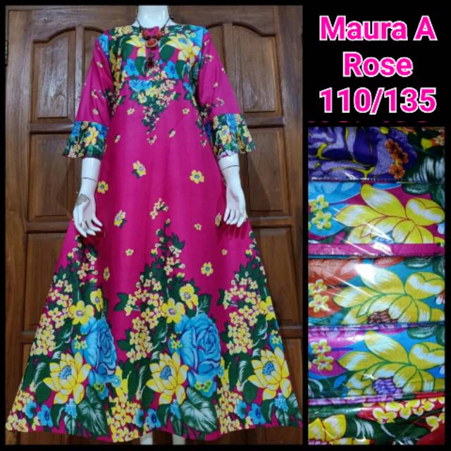 Maura Daster Dewasa - motif rose cerah daster kekinian busui lengan panjang 7/8 payung adem murah