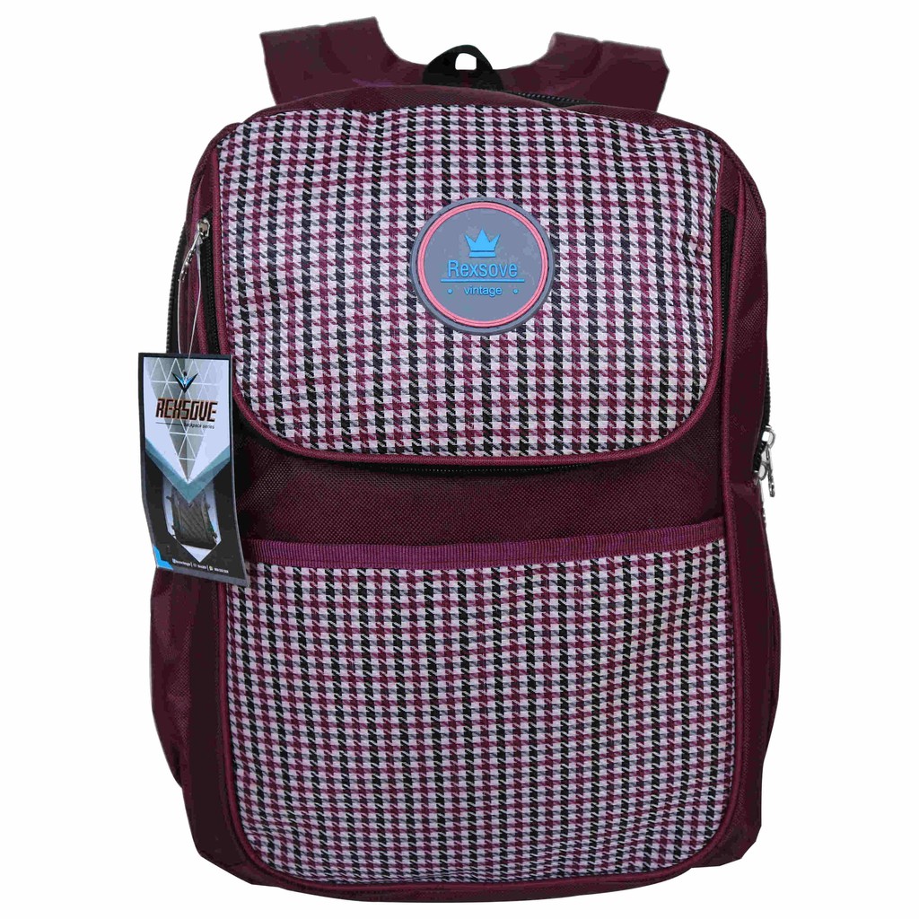 Tas Ransel Cewek Rexsove Maroon Backpack Sekolah Kuliah Kerja Dinas