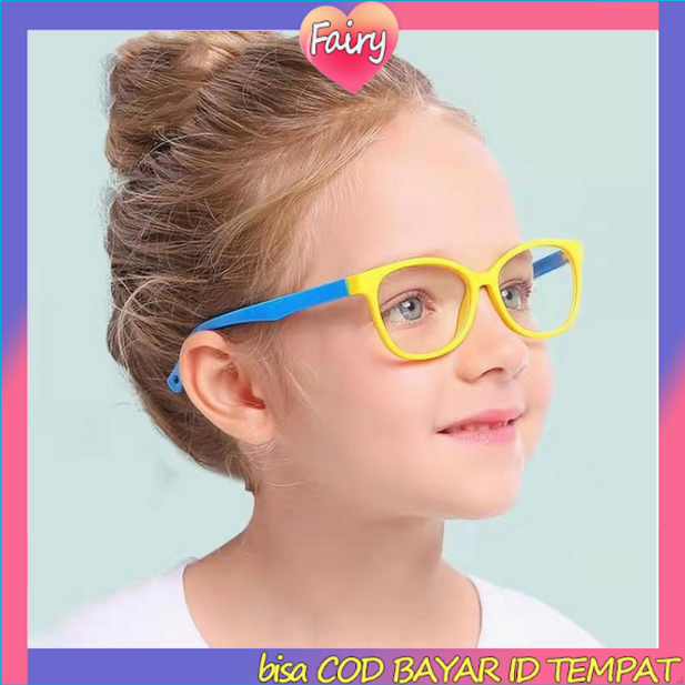 Kacamata Hitam Anak UV400 Kacamata Hitam Unisex Frame Anti Radiasi Anti Biru Fashion Komputer  Flexible Frame F