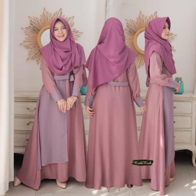 Riskirich Gamis Polos Busui Friendly Mazayya Casual Pesta Formal