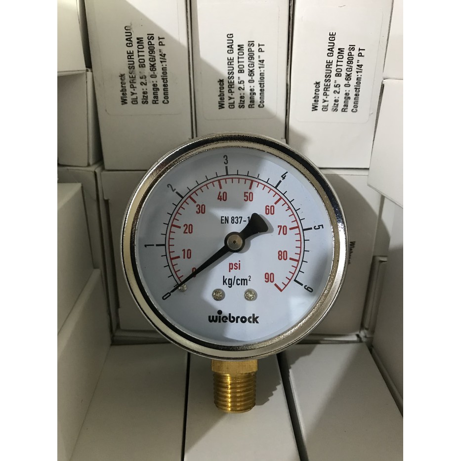 Pressure Gauge Wiebrock Manometer Boiler Setrika Uap 4 6 10 BAR PSI