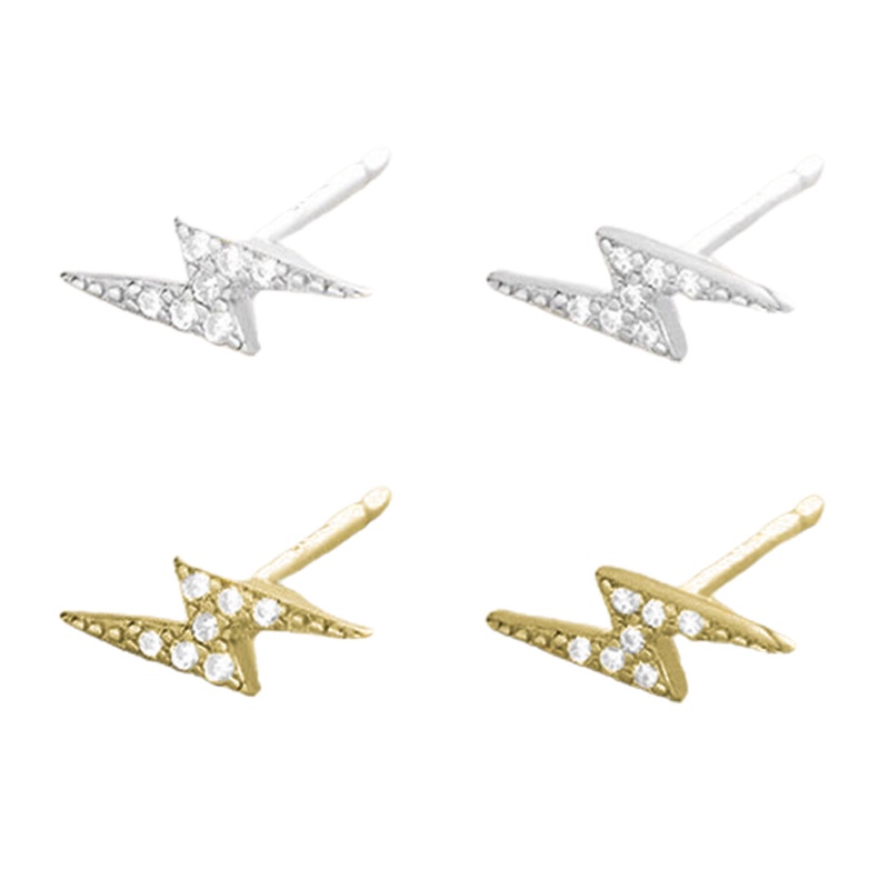 Anting Stud 925 Sterling Silver Hias Kristal Petir Untuk Wanita