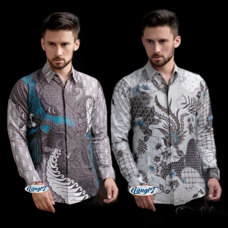 Batik Pria Lengan Panjang Modern Batik Nakula New Motif Terbaru Kekinian White Series Size M L XL XXL