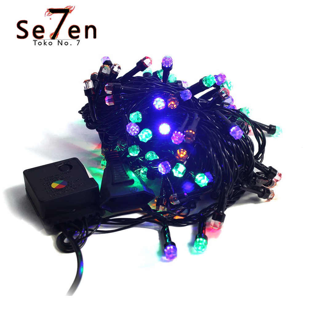 Lampu Natal / Christmas Light LED PREMIUM - 10m - RGB - KABEL HITAM