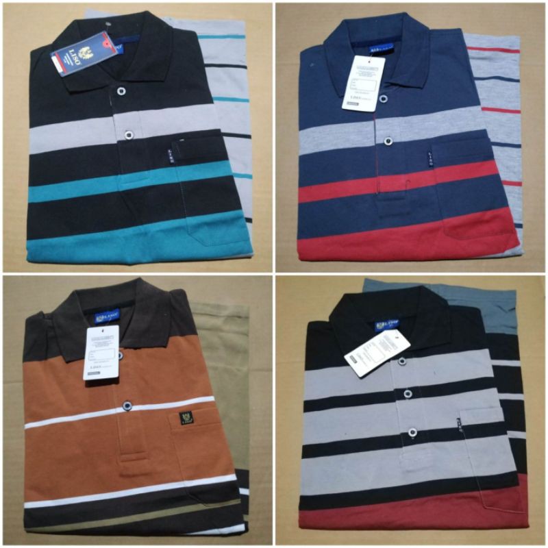 (BISA COD) KAOS KERAH PRIA POLO STRIP SALUR GARIS2