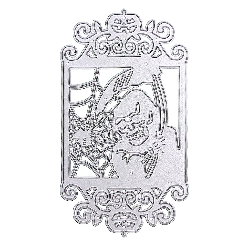 Cetakan Stensil Cutting Dies Motif Tengkorak Halloween Bahan Metal Untuk Scrapbook / Craft DIY
