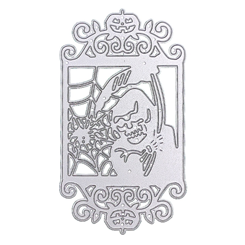 Cetakan Stensil Cutting Dies Motif Tengkorak Halloween Bahan Metal Untuk Scrapbook / Craft DIY