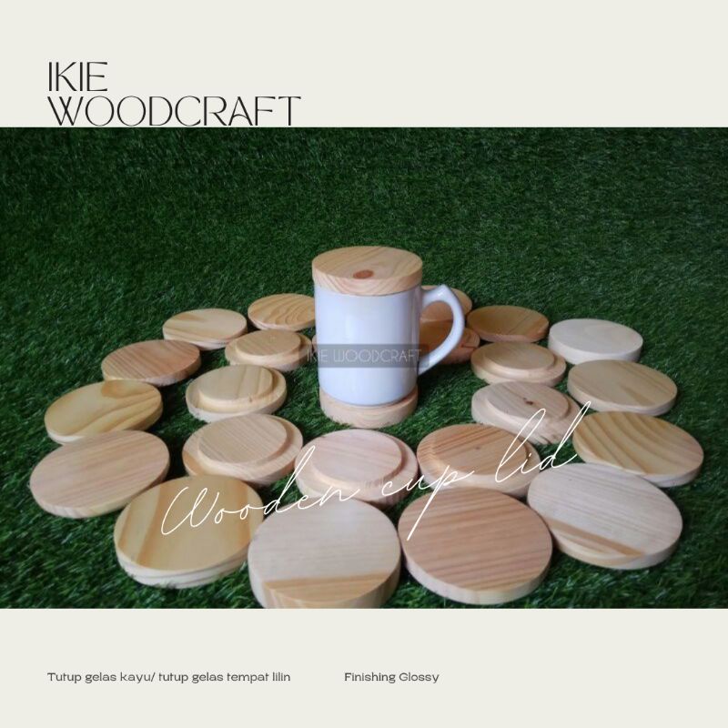 IKIE Tutup Gelas Kayu | Premium Glossy | Wooden Lid Candle Jar