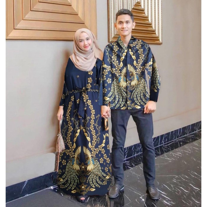 Batik / Muslim Wanita Couple Pria Pesta Kondangan kekinian Kapelan Nikahan Cowok cewek Baju Pesta 2022 Baju Couple Kekinian Baju Cople Ramadhan
