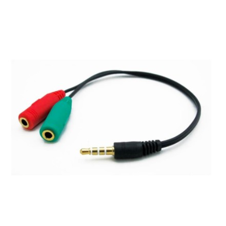 Cable jack aux 3.5mm male to 2 female splitter microphone audio for headset headphone earphone