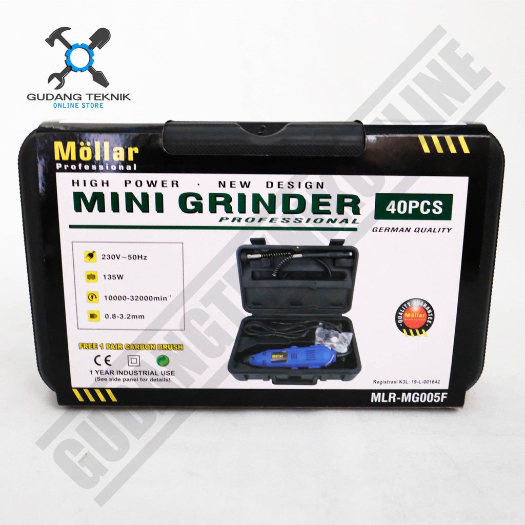 Mini Die Grinder Mollar MLR-MG005F 1 SET 40 pcs BOX KOPER / Gerinda Mini Multifungsi MG 005F - Bor tuner set 40pcs