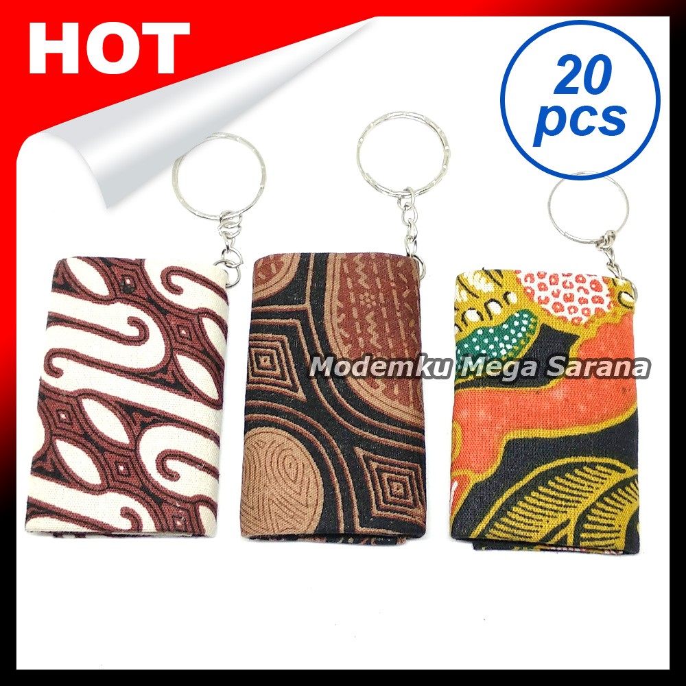 Souvenir Gantungan Kunci Dompet Batik Kotak - 20pcs