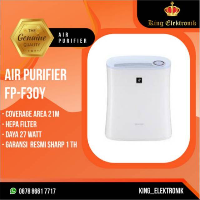 air purifier sharp fp f30y murah   sharp air purifier fp f30y plasmacluster garansi resmi sharp  