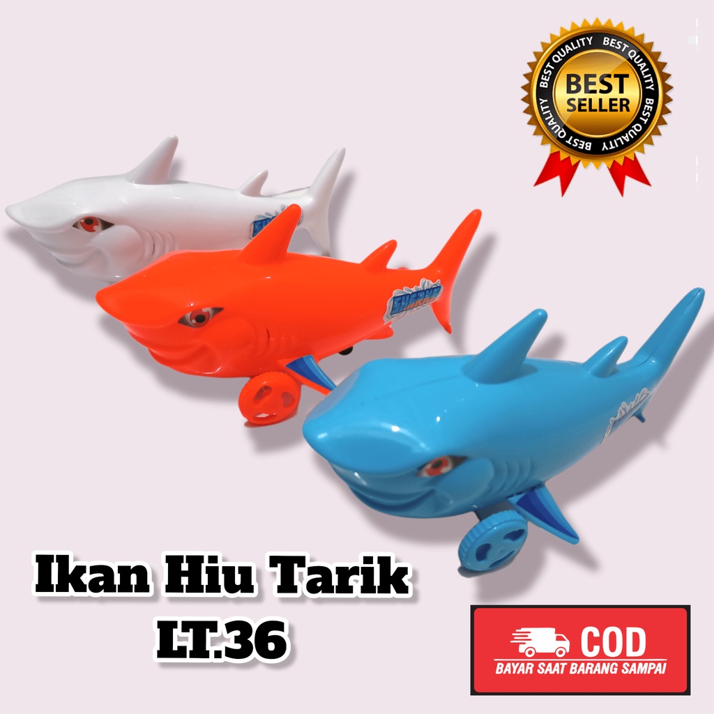 LT 36 mainan anak edukasi mobil mobilan ikan hiu tarik