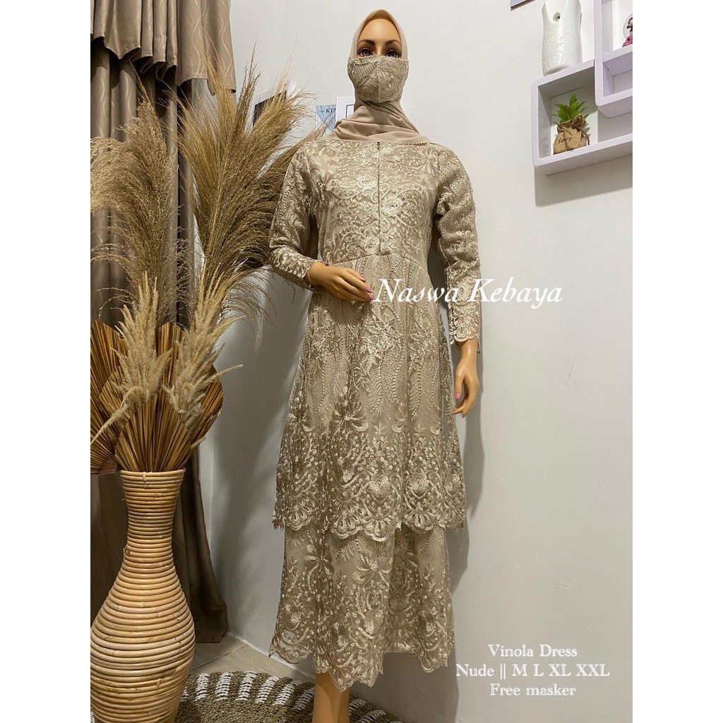 LONG GAMIS TULLE BORDIR MUTIARA AIDIRA / GAMIS PESTA