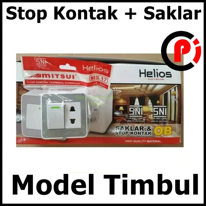 Mitsui Saklar Engkel Tunggal Plus Stop Kontak Timbul IB Helios MS 17