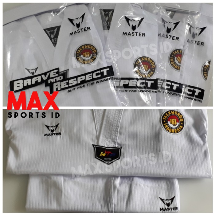 Dobok Moks Master Dolby E Prime Seragam Taekwondo Pemula Kerah Putih