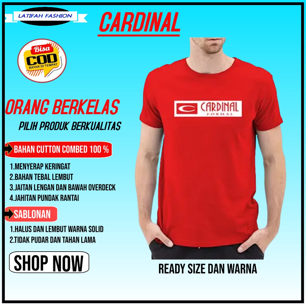 Pakaian Baju Kaos Kaus Lengan Pendek Cardinal Teks Tengah Pria Peria / Wanita Dewasa Super Premium P