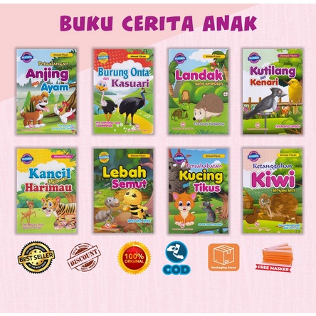 Buku Anak-Cerita Anak-Dongeng Binatang-Lengkap &amp; Murah-Bilingual Full Colour Lebah Dan SemuT SJ REGULER