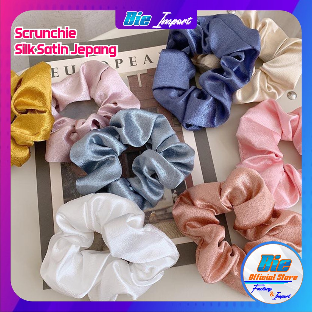 Scrunchie Satin Silk Jepang Size Jumbo / Ikat Rambut Satin Jepang