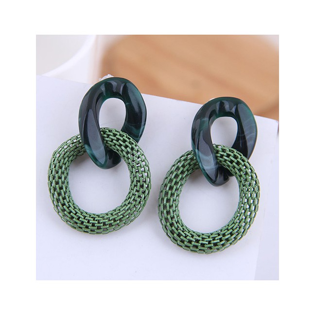 LRC Anting Tusuk Fashion Irregular Resin Ring Metal A584x