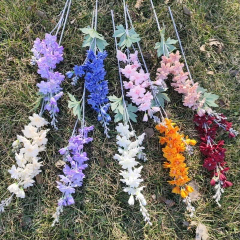 Artificial Flower Hyacinth Tanaman Bunga Imitasi Palsu Delphinium Sedap Malam / Bunga Delphinium premium