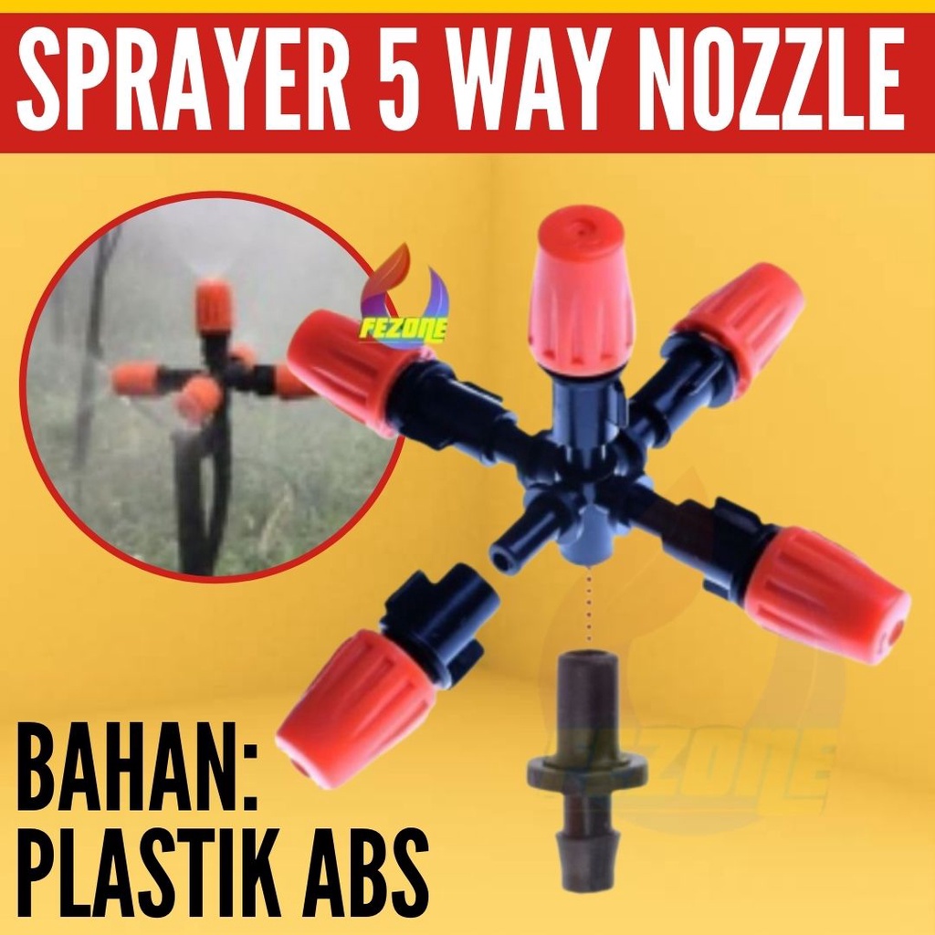 SPRAYER 5 WAY NOZZLE ATOMISASI UNTUK TAMAN BERKEBUN FEZONE