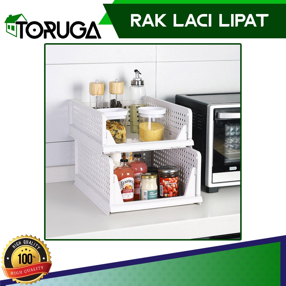 Storage Box Portable Rak Laci Lipat Geser Multifungsi Foldable Penyimpanan Pakaian Serbaguna