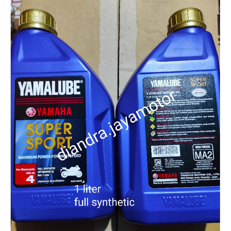 Oli Yamalube super sport 1 liter sae 10-40 full synthetic 100% original